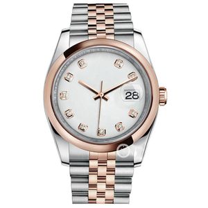 Relógio asiático de alta qualidade 2813 Sports Automático Mechanical Ladies Watches 36mm Diamante Dial Fashion Fashion Flop 116201-0067 Rose Gold Strap Watch