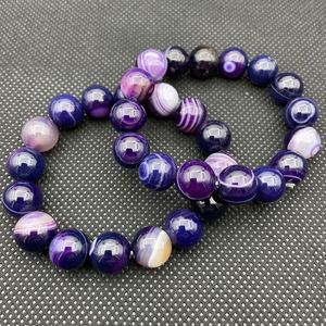 Fios artesanais de ágata roxo natural pulseiras de miçangas para homens homens charme yoga party club de decoração de jóias de moda