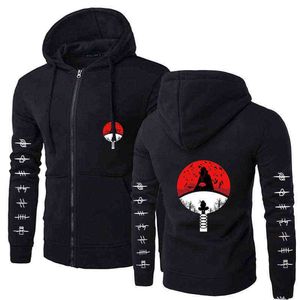 AKATSUKI MĘŻCZYZN KAŻDEK KUSZTOŚĆ Bluza Itachi Hoodie Harajuku Hip Hop Anime Graphic Manga Manga Mundur Zip Coat Unisex G220713