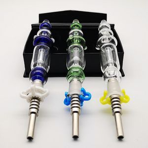 Nector Collector NC Kits Smoking Accessories Small Oil Rig With Titanium Nails Plastic Clip Glass Hand Pipes 10mm 14mm Joint Thick Nector Collector