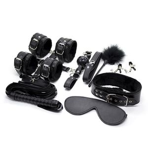 Beauty Items 10PCS/Set Adult PU Leather BDSM Bundle Bondage Set Handcuffs Whip Eye Mask sexy Toys Slave sexy Game For Couples sexy Products