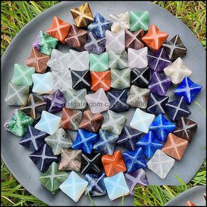 Stone Loose Beads Jewelry Merkaba Hexagram Star Qaurtz Chakra Crafts Ornaments Energy Healing Reiki Crystal Hand Play Home Decor Dhezr