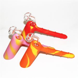 Neues Design Silikon Hammer Bubbler Wasserpfeifen Shisha mit 18 mm Gelenk 4 mm dick Quarz Banger Rauchen Ölbrenner Tabakpfeifen Bongs