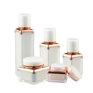 30/50g Refillable Pearl White Acrylic Square Shape Cream Jar 15/30/5050ml Lotion Pump Serum Essence Foundation Bottle Cosmetic Packaging F20171852