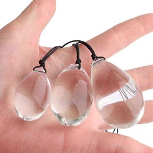 Perlas De Vidrio Transparente al por mayor-Artículos de masaje de cuentas transparentes de vidrio Masturbación Masturbación para adultos Trompeta de patio trasero para mujeres
