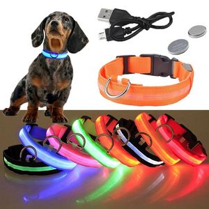 Ny LED Pet Dog Collar Night Safety LED Light Nylon Flashing Glow in the Dark Liten Dog Pet Leash Dog Collar Blinking Safety Collar F0708