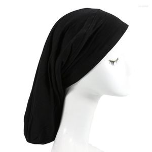 Beanie/Skull Caps 831A Cotton Justerbar Wide Brim All-Match Satin foder Hårstyling Care Soving Long Tail Turban Hat Wrap Sleep Pros22