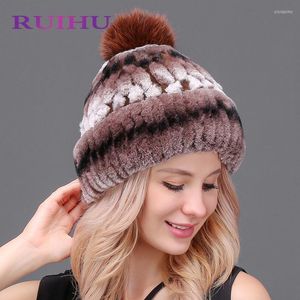 Chapéus de pele de inverno para mulheres rex chapéu prateado com big mico de malha linhando berço russo gorro/caveira tampas oliv22