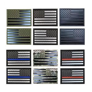 反射的なアメリカの旗刺繍パッチ米国米国旗戦術的な軍事パッチPVCラバー刺繍バッジF0622