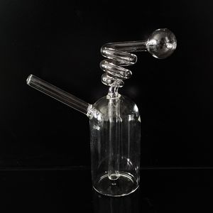 Klart glas Oljebrännare Pipe Vattenpipa Rökning Tillbehör Vattenbubblar Pipes Bong Spiral Integrerad Mini Percolater Bärbar Dab Rig Transparenta bongs för rökare