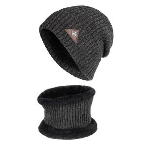 Berets Knitted Hat And Scarf For Women Men Winter Thick Velvet Chenille Snowflake Cap Neck Suit Skullies Beanies Caps Scarves