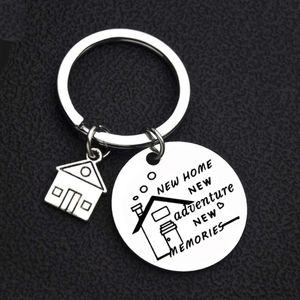 New Home New Adventures Keychains Creative House Charms Titanium Stainless Steel Key Chains Keyring Housewarming Gifts