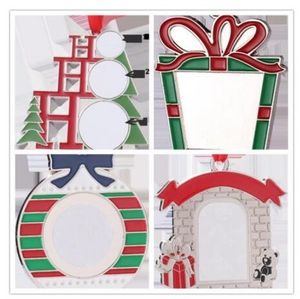 Sublimazione Bianco Bianco Metallo Decorazioni natalizie Trasferimento di calore Ciondolo Babbo Natale Fai da te Ornamenti per l'albero di Natale Regali FY4756 0804