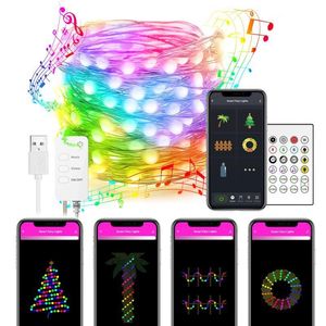 Strings Smart Light Light Christmas Decoração String Lights App Intelligent Garland 5m/10m Year Home Holida