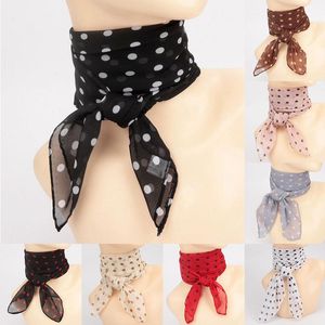 65 65 cm Summer Fashion Chiffon Polka Dot Scarf Ladies Head Neck Square Shawls Female Hair Ties Bands Neckerchief