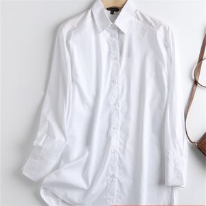 Tangada mulheres retro oversized branco algodão blusa manga longa chique feminino casual solto camisa blusas femininas 6d109 220727