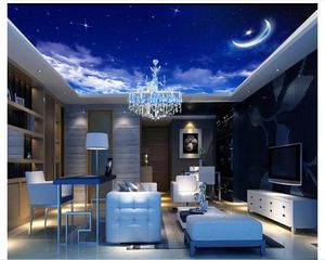 Personalizado Qualquer tamanho Simples Criativo Foto Papel de Parede Fantasy Starry Sky Lua para sala de estar Quarto Zenith teto mural