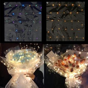 Party Decoration 60cm Glowing Bouquet Wrapping Paper 30 LED Heads Clear Cellophane Wedding Birthday Gift Flower PackageParty