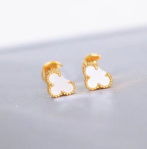 2022 Mini orecchini a bottone di qualità di lusso con pietra di conchiglia naturale per il regalo di gioielli di fidanzamento da donna con scatola normale con timbro