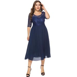 Plus Size Dresses 2022 Spring Summer European And American Style Hollow Out Lace Dress For Women
