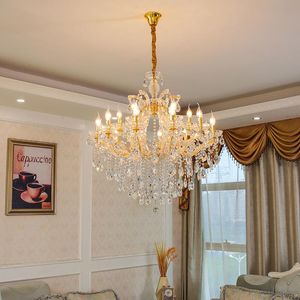 Pendant Lamps Living Room Golden Chandelier Restaurant Candle Bedroom Crystal Lamp Villa Duplex Floor FixturePendant