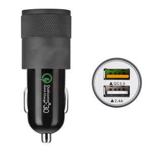 QC3.0 Schnellladegerät fürs Auto, Dual-USB, 30 W, 6,2 A, Schnellladegerät aus Aluminiumlegierung, für Zigarettenanzünder