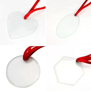 Sublimation Blanks Glass Pendant Christmas Ornaments inch Single Side Thermal Transfer Ornament Festival Decore Customized Diy Pendants FREE DHL