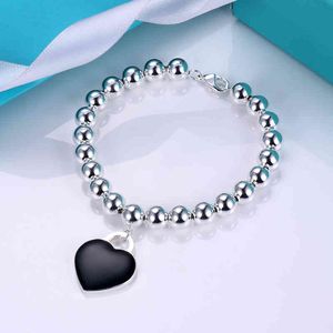 Designer Bracelet Titanium Steel Love Heart Pendant Beads Stainless Steel Bracelets For Women Y220622