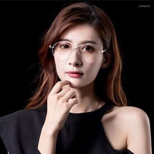 Fashion Sunglasses Frames Women Titanium Glasses With Light Progressive Color Lentes Trimmed Rimless Opticos Gafas Diamond Big Size Pilot Ey