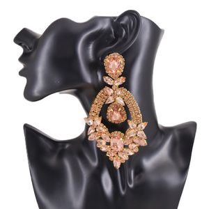 CuiEr 45" Gold Crystal AB Statement Earrings Drag Queen Pageant Fashion Women Jewelry for wedding bridal Rhinestones 220713