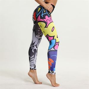 New Brand Women Yoga Pants Cartoon Print Sport Pants Lady Yoga Leggings Fitness Breathable Gym Jogging Running Tights Sport Wear 201014