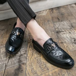 Mens Pointed Toe Dress Shoes Gentle Men Leather With Spikes Casual High Heel For Office Italian Real Formal