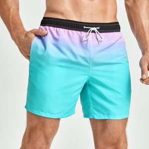 Shorts masculinos Summer Summer Beach Tie Dye Gradiente de cor Prações de cores acima do joelho da calça curta com bolsos Mayo Sungas de Praia homensmen's