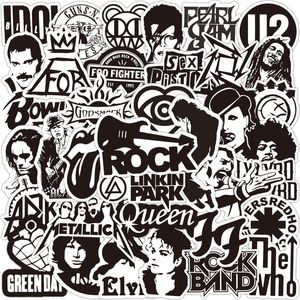 50Pcs/Lot Black and White Rock Band Stickers Waterproof Cool Pegatina Graffiti Kids Toy Skateboard Phone Laptop Luggage Sticker Decals