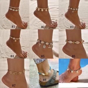 Bohemian Sea Shell Anklet For Women Seed Beads chains Dolphin Turtle Pendant Charm Summer Beach Barefoot ankle Bracelet On Leg Boho Jewelry
