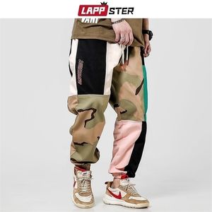 Lappster Hip Hop Camo Color Block Pants Men Harém Maclão Masculino Mens japonês Soldana de moletom de algodão 201110