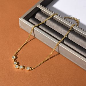 Ins Style Diamond Necklace Gold Crystal Clavicle Chain Niche Design High-Quality Texture Fashion All-Match Jewelry Gift