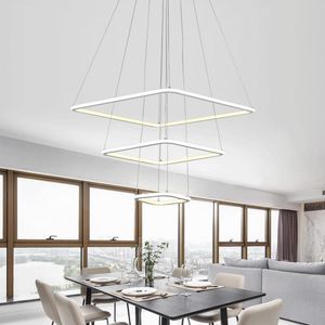 Lâmpadas pendentes modernas minimalistas criativos quadrados acrílico ladrelier lustre sala de estar quarto de jantar lâmpada de teto lumin