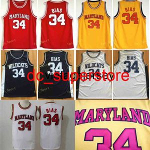 Mens 1985 Maryland Terps 34 Len Bias College Basketball Jerseys Vintage Len Bias Northwestern Wildcats High School Tritched Schirts S-XXL