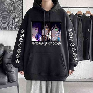 Game Genshin Impact Hoodie Venti Zhongli Raiden Shogun Hoodies Casual Graphic Anime Aesthetic Men's Jumpers Hip Hop Sweatshirt Y220713