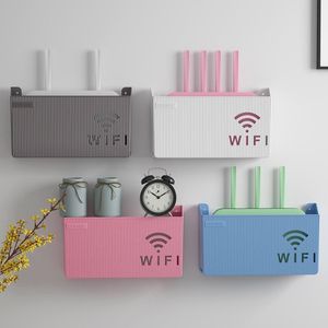 Hooks & Rails Wireless Wifi Router Shelf Storage Box Wall Hanging ABS Plastic Organizer Cable Power Bracket Rack Home DecorHooks