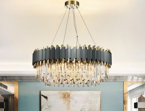 Pendant Lamps Modern Crystal Chrome Rectangle Chandelier Lighting For Dining Room Bedroom Round Chandeliers Living Light FixturePendant