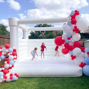 Utomhusaktiviteter och spel Uppblåsningsbart bröllopstopp White Bounce House Hoppande hoppslott