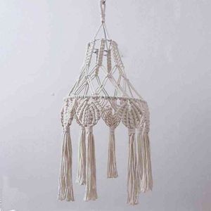 Ręcznie tkany abażurę Macrame Tabelis Lampa cień Bohemian Tassel Sypialnia Wiselan Lekka okładka Decor Tobestry Lantern L220711