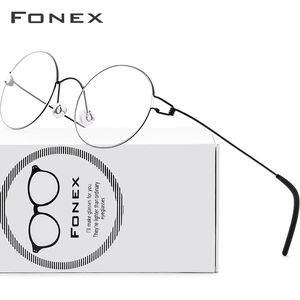 FONEX Screwless Eyewear Prescription Eyeglasses Frame Women Round Myopia Optical Denmark Korean Glasses Men 98607 W220423