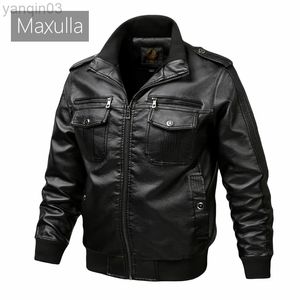 Maxulla Men Pu Biker Jacket Casual Men Warm Motorcycle Jacki Modna Mężczyzna strój patchworkowy skórzany motocyklowy kurtki odzież L220801