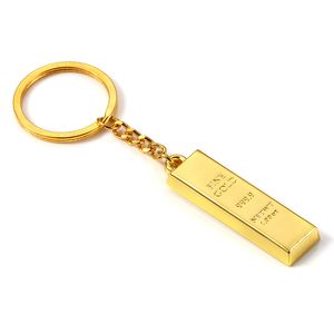 Gold Bar Keychain Pendant Metal Keychains Keyring Men's Car Key Chain Creative Birthday Gift