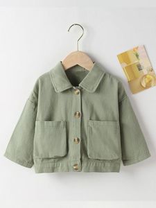 Toddler Boys Pocket Front Button Up Drop Shoulder Coat SHE