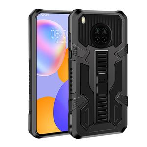 Armor Bracket ShockoProof Fodral för Huawei Y9a Y9s Y9 Prime 2019 Y7 Y6 Pro Y5 2019 Silikon Telefon Tillbaka Skydd för njut av 9 10 plus