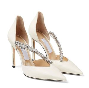 2022 famosos sapatos de vestido de verão Marcas Bee Sandal Crystal Embellishment Lady Bombas de Trapps Sexy High Saltos Party Wedding com caixa, EU35-43